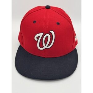 New Era Washington Nationals Hat Mens 7 3/8 Red On-Field Fitted Cap MLB Baseball